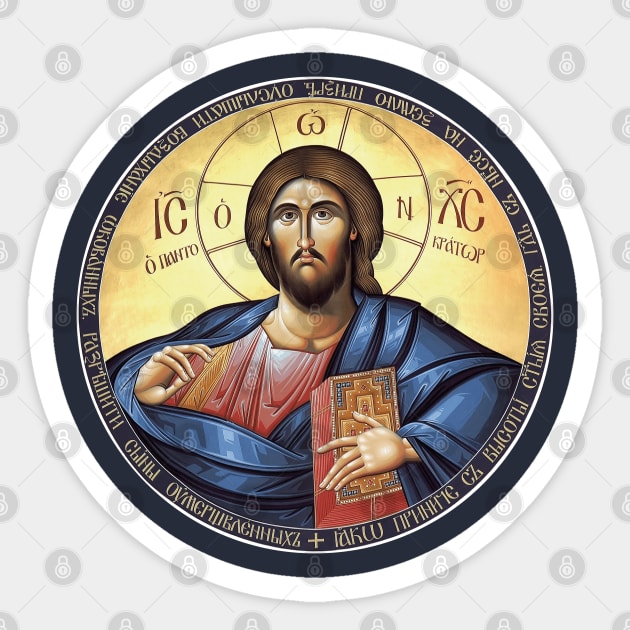 Jesus Christ Pantocrator Orthodox Icon Sticker by Beltschazar